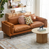 Temple &amp; Webster Terry Premium Genuine Leather Sofa