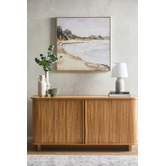 Temple &amp; Webster 150cm Vincent Premium Tambour Oak Wood Sideboard Buffet