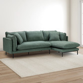 Temple &amp; Webster Ocean Green Bellamy 3 Seater Sofa with Chaise