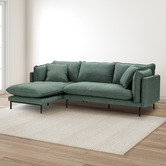 Temple &amp; Webster Ocean Green Bellamy 3 Seater Sofa with Chaise