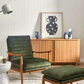 Temple &amp; Webster 150cm Vincent Premium Tambour Oak Wood Sideboard Buffet