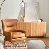 Temple &amp; Webster 150cm Vincent Premium Tambour Oak Wood Sideboard Buffet