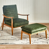 Temple &amp; Webster Olive Green Aldric Velvet Armchair &amp; Ottoman Set