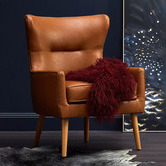 Temple &amp; Webster Jacob Faux Leather Wingback Armchair