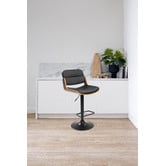 Temple &amp; Webster Rocket Faux Leather Mid-Back Adjustable Bar Stool