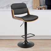 Temple &amp; Webster Rocket Faux Leather Mid-Back Adjustable Bar Stool