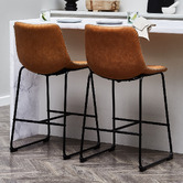 Temple &amp; Webster 66cm Phoenix Vintage-Style Faux Leather Barstools