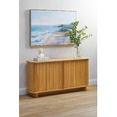 Temple &amp; Webster 150cm Vincent Premium Tambour Oak Wood Sideboard Buffet