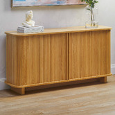 Temple &amp; Webster 150cm Vincent Premium Tambour Oak Wood Sideboard Buffet