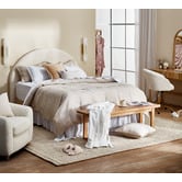 Temple &amp; Webster Anika 2 Drawer Mango Wood Writing Desk