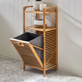 Temple &amp; Webster Bamboo Laundry Hamper with Shelf