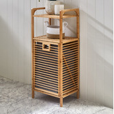 Temple &amp; Webster Bamboo Laundry Hamper with Shelf