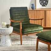 Temple &amp; Webster Olive Green Aldric Velvet Armchair