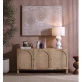 Temple &amp; Webster Natural Anya Mango Wood &amp; Rattan Sideboard Buffet