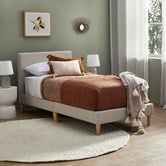 Temple &amp; Webster Oatmeal Single Logan Upholstered Kid's Bed Frame