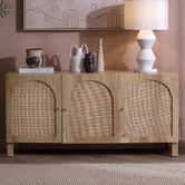 Temple &amp; Webster Natural Anya Mango Wood &amp; Rattan Sideboard Buffet