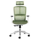 Temple &amp; Webster White &amp; Green Elite Ergonomic Office Chair with Headrest