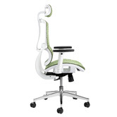 Temple &amp; Webster White &amp; Green Elite Ergonomic Office Chair with Headrest