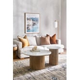 Temple &amp; Webster Anika Round Mango Wood &amp; Marble Coffee &amp; Side Table Set