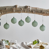 Temple &amp; Webster Set of 6 Ribbed Glass Baubles