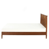 Temple &amp; Webster Warm Brown Liam Pine Wood Bed Queen