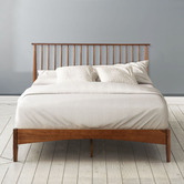 Temple &amp; Webster Warm Brown Liam Pine Wood Bed Queen