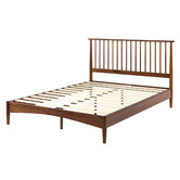 Temple &amp; Webster Warm Brown Liam Pine Wood Bed Queen