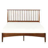 Temple &amp; Webster Warm Brown Liam Pine Wood Bed Queen