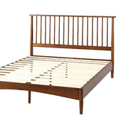 Temple &amp; Webster Warm Brown Liam Pine Wood Bed Queen