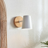 Temple &amp; Webster Como Rubberwood Adjustable Wall Sconce