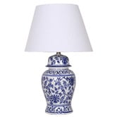 Temple &amp; Webster Serenity Blue Ceramic Ginger Jar Table Lamp