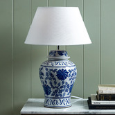 Temple &amp; Webster 58cm Blue Ceramic Ginger Jar Table Lamp
