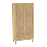Temple &amp; Webster Anya Mango Wood &amp; Rattan Cupboard