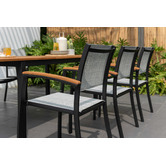 Temple &amp; Webster 6 Seater Maui Outdoor Dining Table &amp; Black Sling Chair Set