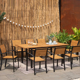 Temple &amp; Webster 8 Seater Maui Eucalyptus Wood Outdoor Dining Set
