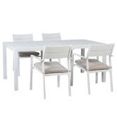 Temple &amp; Webster 4 Seater White Kos Outdoor Extendable Dining Set