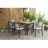 Temple &amp; Webster 6 Seater Maui Outdoor Dining Table &amp; Black Sling Chair Set