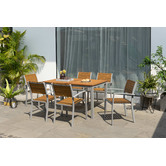 Temple &amp; Webster 6 Seater Natural Maui Eucalyptus Wood Outdoor Dining Set