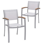 Temple &amp; Webster 4 Seater Maui Outdoor Dining Table &amp; Silver Sling Chair Set