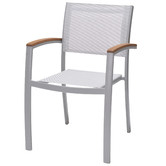 Temple &amp; Webster 4 Seater Maui Outdoor Dining Table &amp; Silver Sling Chair Set