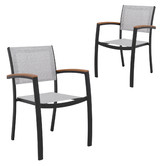 Temple &amp; Webster 6 Seater Maui Outdoor Dining Table &amp; Black Sling Chair Set