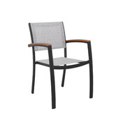 Temple &amp; Webster 6 Seater Maui Outdoor Dining Table &amp; Black Sling Chair Set