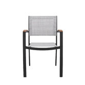 Temple &amp; Webster 6 Seater Maui Outdoor Dining Table &amp; Black Sling Chair Set