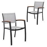 Temple &amp; Webster 4 Seater Maui Outdoor Dining Table &amp; Black Sling Chair Set
