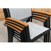 Temple &amp; Webster 4 Seater Maui Outdoor Dining Table &amp; Black Sling Chair Set