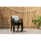 Temple &amp; Webster 4 Seater Maui Outdoor Dining Table &amp; Black Sling Chair Set