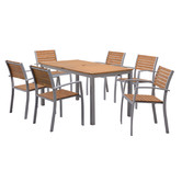 Temple &amp; Webster 6 Seater Natural Maui Eucalyptus Wood Outdoor Dining Set