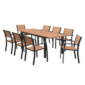 Temple &amp; Webster 8 Seater Maui Eucalyptus Wood Outdoor Dining Set