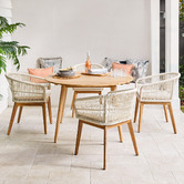 Temple & Webster 4 Seater Sorrento Round Outdoor Dining Table & Laguna Chair Set