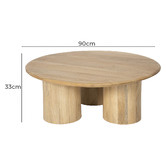 Temple &amp; Webster Clover Mango Wood Pillar Leg Coffee Table
